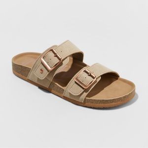 MAD LOVE Keava Footbed Sandals 9 Wide Width Taupe